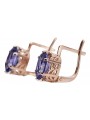 Boucles d'oreilles en Alexandrite avec Or rose 14 carats, Vintage Russe Soviétique vec003 style vec003