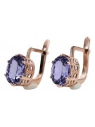 Boucles d'oreilles en Alexandrite avec Or rose 14 carats, Vintage Russe Soviétique vec003 style vec003