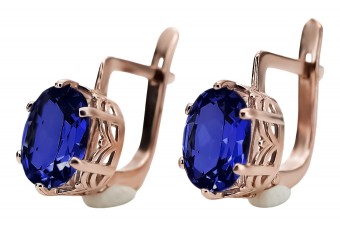 14K Rose Gold, Pink Sapphire Earrings: Authentic Vintage Russian Soviet Jewelry vec003 vec003