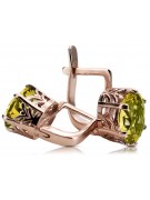 Cercei vintage din aur roz de 14k, Peridot galbe vec003