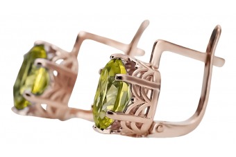 Cercei vintage din aur roz de 14k, Peridot galbe vec003