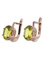 Pendientes de oro rosa antiguo de 14k, Peridoto amarillo.vec003 Vintage ruso soviético. vec003