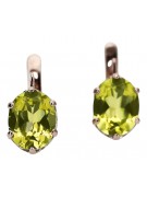 Pendientes de oro rosa antiguo de 14k, Peridoto amarillo.vec003 Vintage ruso soviético. vec003