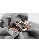 "Zircon Embellished 14K Rose Gold Earrings - Original Vintage Russian Soviet Style vec003" style vec003