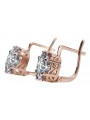 "Zircon Embellished 14K Rose Gold Earrings - Original Vintage Russian Soviet Style vec003" style vec003