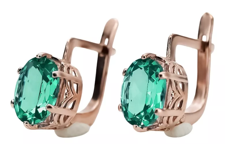 Emerald Accents Original Vintage 14K Rose Gold Earrings vec003 vec003