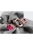 "Boucles d'oreilles Rubis en Or Rose 14 carats Vintage d'Origine Russe Soviétique vec003" style vec003