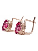 Vintage Russian Soviet Ruby Earrings in Original 14K Rose Gold vec003 vec003