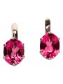 Vintage Russian Soviet Ruby Earrings in Original 14K Rose Gold vec003 vec003