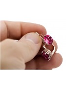 Vintage Russian Soviet Ruby Earrings in Original 14K Rose Gold vec003 vec003