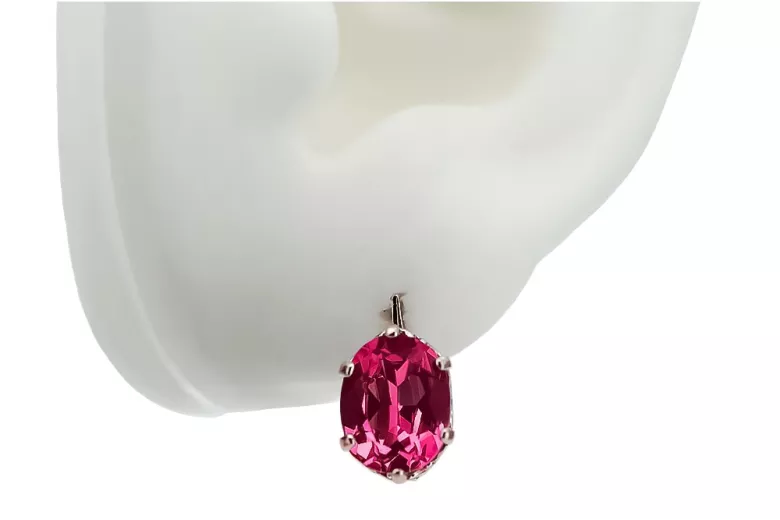 "Boucles d'oreilles Rubis en Or Rose 14 carats Vintage d'Origine Russe Soviétique vec003" style vec003