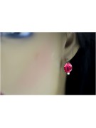 "Boucles d'oreilles Rubis en Or Rose 14 carats Vintage d'Origine Russe Soviétique vec003" style vec003