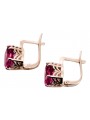 Vintage Russian Soviet Ruby Earrings in Original 14K Rose Gold vec003 vec003