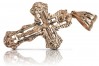 Elegant 14k Rose Gold Orthodox Cross Pendant with Vintage Red Detailing oc008r oc008r