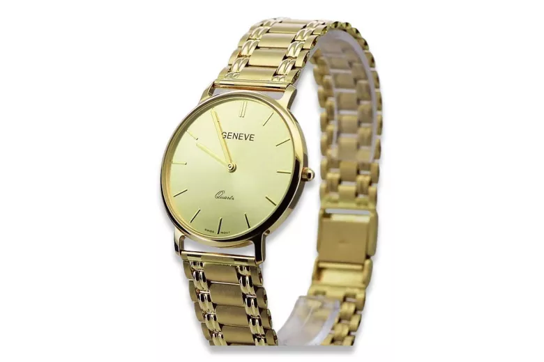 Gold men's watch Geneve ★ zlotychlopak.pl ★ Gold purity 585 333 Low Price!