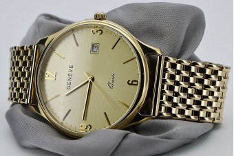 Goldene 14k 585 Damen Genf Uhr mw017y&mbw013yo