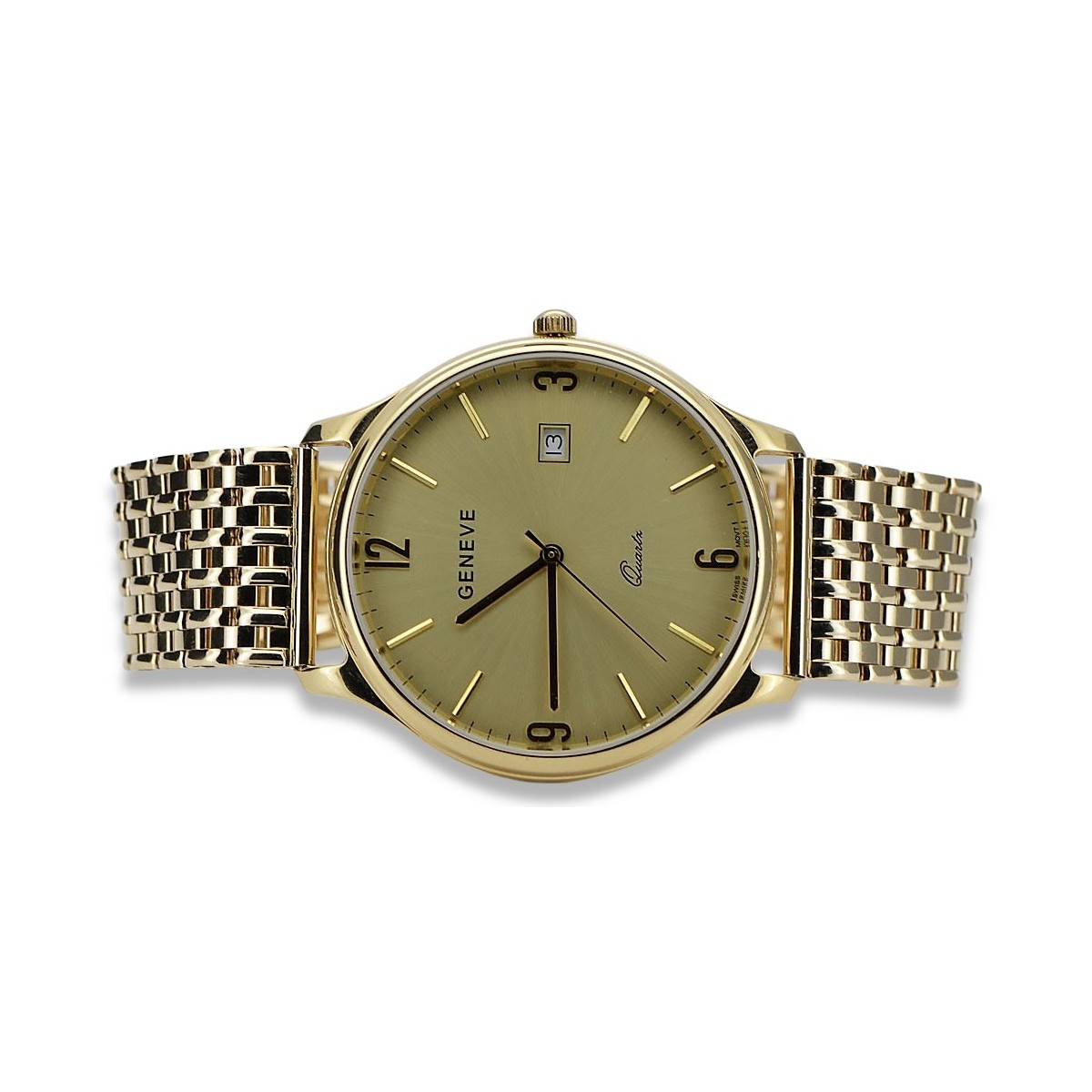 Gold men's watch Geneve ★ zlotychlopak.pl ★ Gold purity 585 333 Low Price!