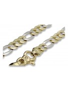 Bracelet Figaro Nouveau en Or Jaune et Blanc 14K, 21 cinq. cb042yw