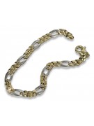 Italian 14K Yellow White Gold Figaro Bracelet with Multiple Gemstones cb042yw