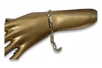 Italian 14K Yellow White Gold Figaro Bracelet with Multiple Gemstones cb042yw