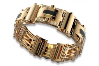 Bracelet Homme en Or Jaune Unique 14K, Avec Pierres Précieuses cb126yw