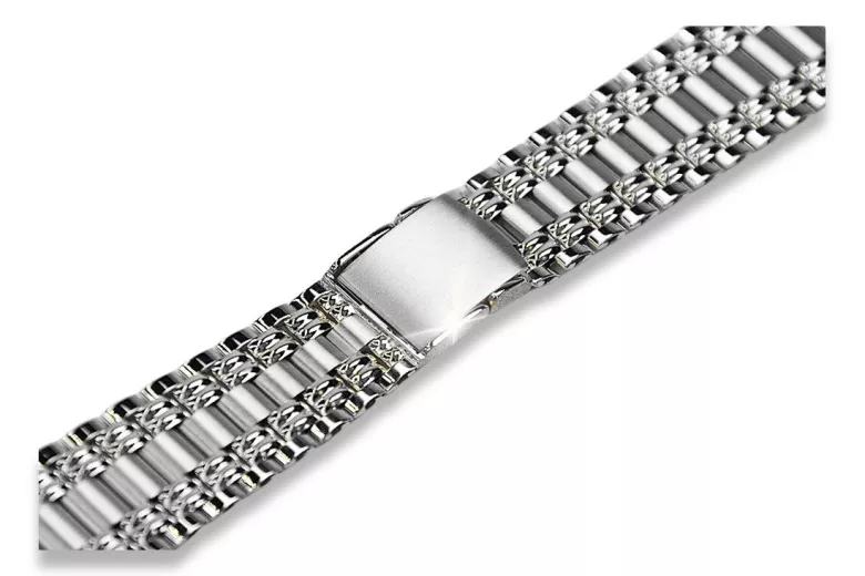 Pulsera de reloj de hombre en oro blanco de 14 quilates 585 mbw009w