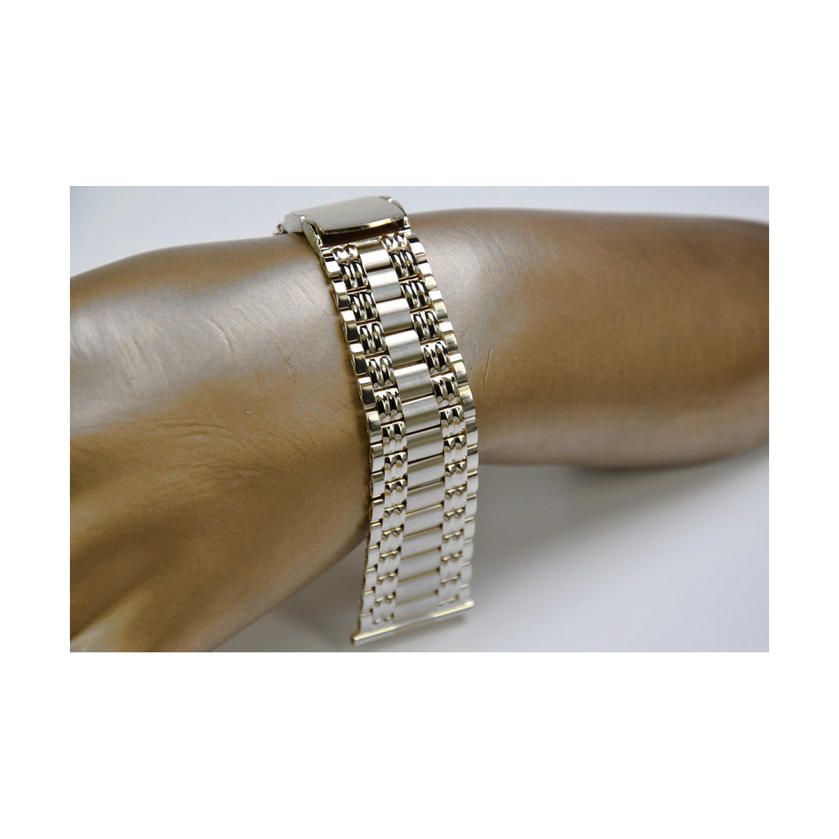 Bracelet de montre en or blanc 14 carats, réglable mbw009w