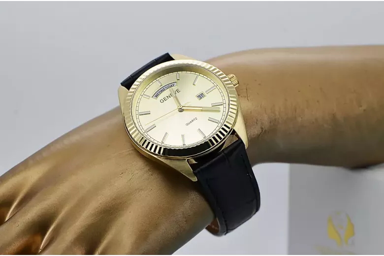 Reloj de oro para hombre Geneve ★ https://zlotychlopak.pl/es/ ★ Pureza del oro 585 333 ¡Precio bajo!