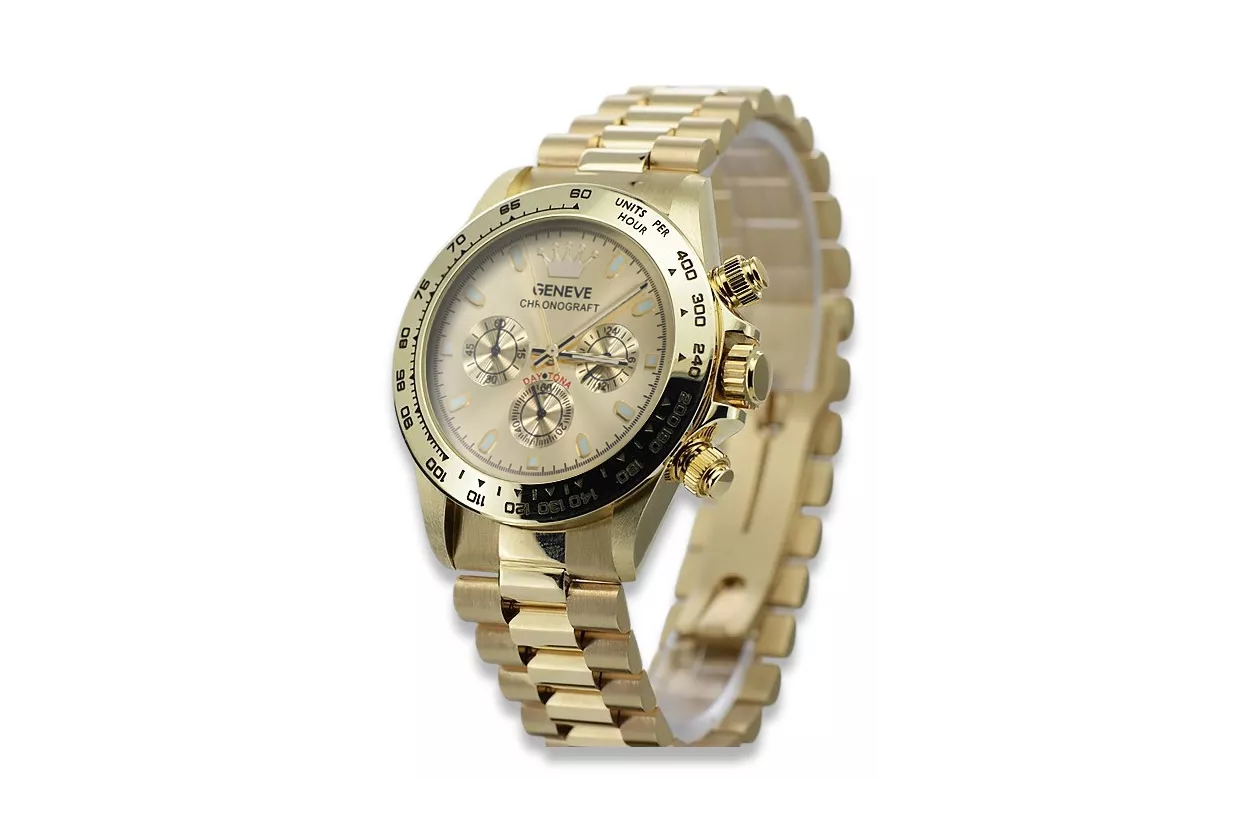 Goldene Herrenuhr Geneve ★ zlotychlopak.pl ★ Gold Reinheit 585 333 Niedriger Preis!