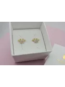 14K Yellow Gold Zirco Crown Earrings cec015y