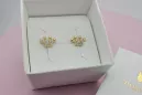 14K Yellow Gold Zirco Crown Earrings cec015y