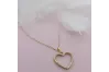 Collar de corazón de oro amarillo 14k con cadena de ancla cpc046y&cc003yw