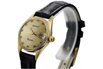 Montre en diamants Geneve dame en or jaune 14 carats lwd078ydyz