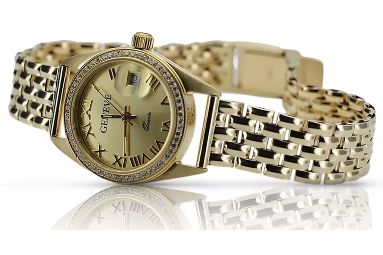 Gold men's watch Geneve ★ zlotychlopak.pl ★ Gold purity 585 333 Low Price!