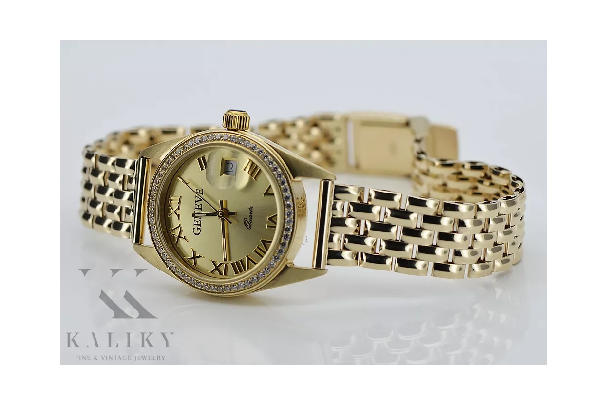 Gold men's watch Geneve ★ zlotychlopak.pl ★ Gold purity 585 333 Low Price!